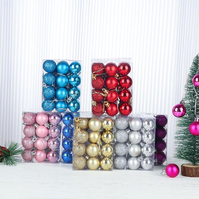 

Christmas Decorations 24Pcs 30mm Tree Balls Small Bauble Hanging Home Party Ornament Decor Xmas Year Ornaments