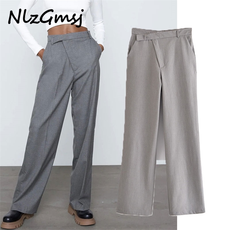 

Pant Women England Style Office Lady Fashion Solid Casual Straight Pants Trousers Streetwear Female Chic 03 210628, As picture