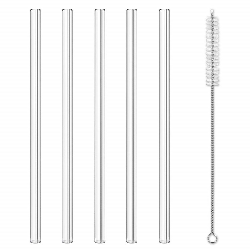 

KEWLYSEU 18cm/20cm/25cm Clear Glass Drinking Straws Eco Friendly Milk Cocktail Straw