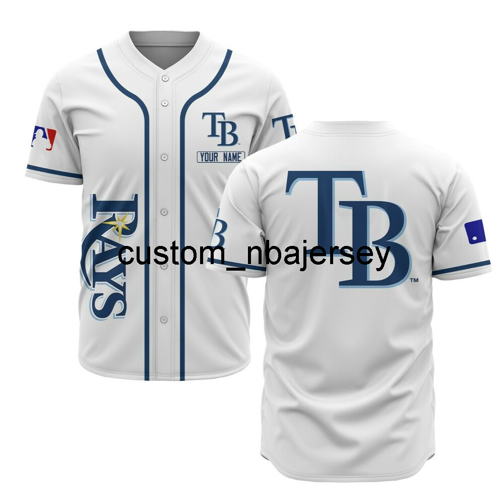 

Stitch Custom Tampa Bay White Baseball Jersey add Any Name Number Men Women Youth baseball jersey