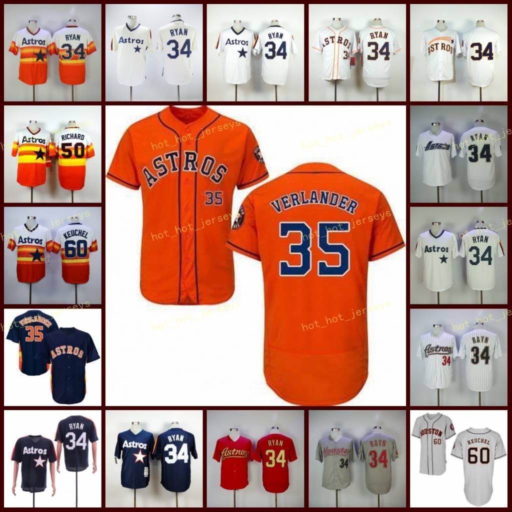 

Retired 34 Nolan Ryan Baseball Jersey 50 J. R. Richard 60 Dalls Keuchel 35 Justin Verlande Vintage Retro Cooperstown Mesh Stitched Pullover, Men