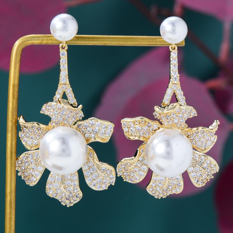 

Dangle & Chandelier Jimbora Original Design Luxury Trendy Pearl CZ Earrings Jewelery For Women Fashion Wedding Daily Earring Jewelry High Qu