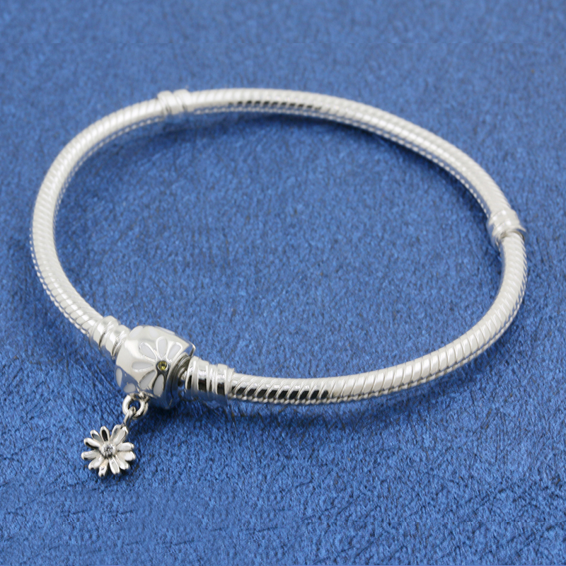 

Daisy Clasp Snake Bone Chain Bracelet For Women DIY Jewelry Fit Pandora Charms 925 Sterling Silver With Original Box