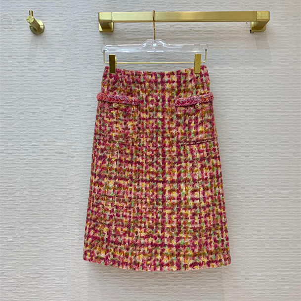 

European and American women's clothing 2021 winter new Rainbow tweed fashion skirts, Black