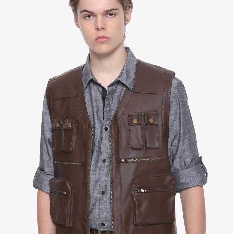 

ZOGAA Mens Vests Solid Color Leather Jacket Punk Motorcycle Diagonal Zipper Vintage Coats Fashion Men Fitness Biker Jackets 211111, Black