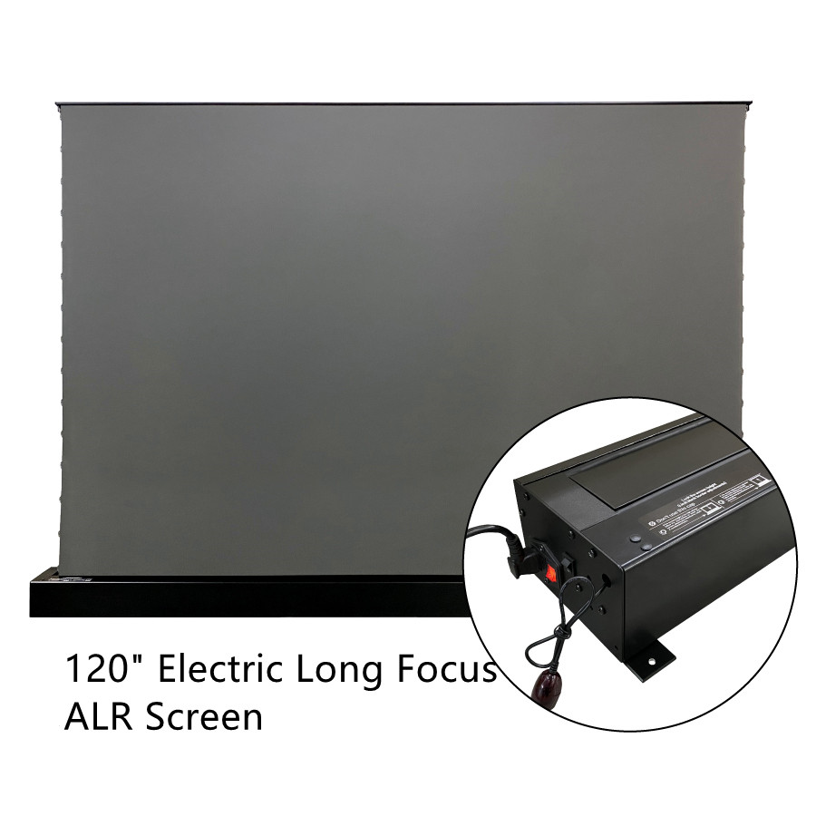

VIVIDSTORM 120 inch Electric Motorized Floor Rising Screen for Long Focus Throw ALR Projector Projection Obsidian Ambient Light Rejecting