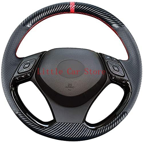 

DIY Stitching Carbon Fiber Steering Wheel Cover For Toyota C-HR CHR Black Leather Interior Accessories