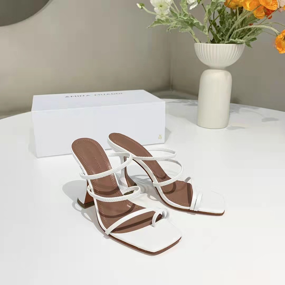 

Fashion Season Shoes Amina Italy Muaddi Naima Sandals White Leather Mules Slide