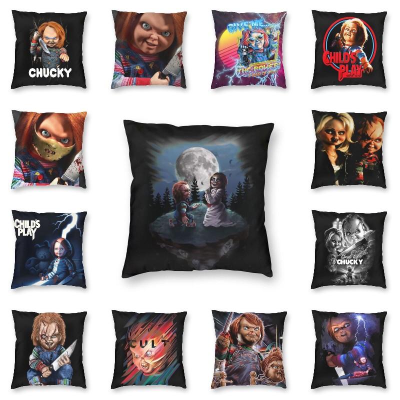 

Cushion/Decorative Pillow Chucky Vs Annabelle Square Case Home Decor Horror Movie Cushions Throw For Sofa Double-sided Printing, White18
