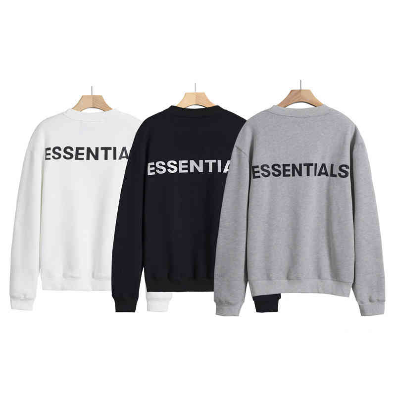 

Correct Version Fog Feel of God Essentials Reflective High Street Plush Round Neck Sweater Top, Black
