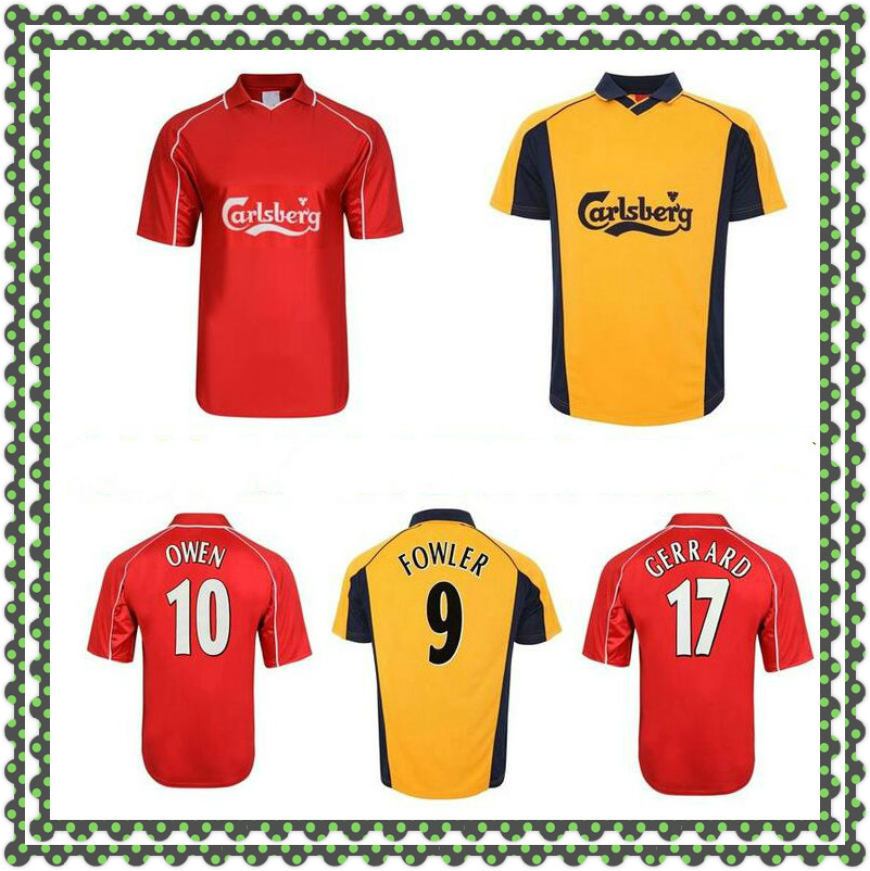 

2000 2002 Michael Owen Gerrard retro soccer jersey 2001 Heskey LITMANEN Fowler Redknapp CARRAGHER vintage classic football shirt, Lavender