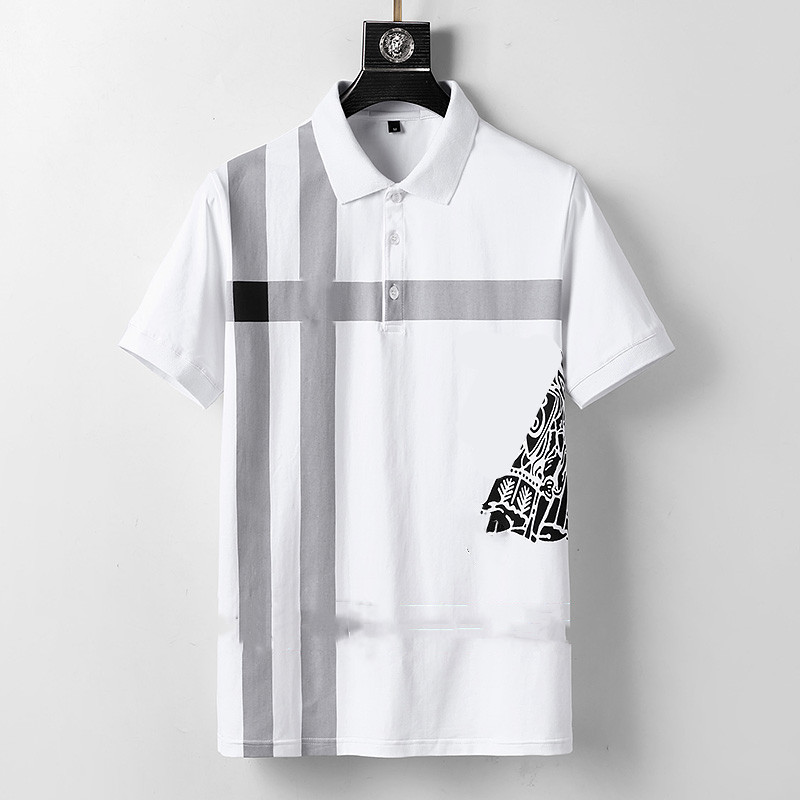 

2022 Mens Polos Printed Shirt Cartoon 100% Cotton Short Sleeve Camisas Stand Collar Male Shirts M-3XL#05, Yellow