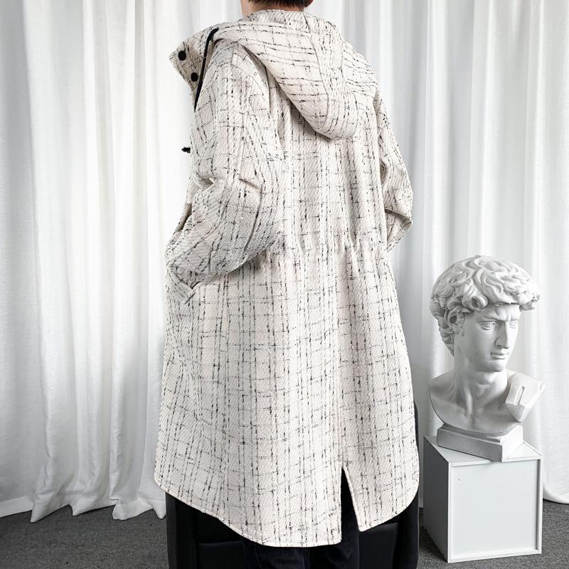 

Men's Wool & Blends Autumn Winter Fashion Woolen Coat Men Korean Style Hooded Lapel Solid Color Windbreaker Thick British Casual Male, Beige