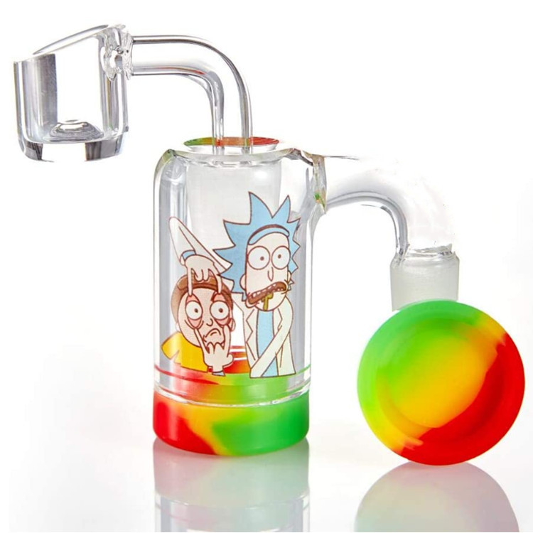 

2021 14mm Glass Water Bongs Hookah smoke collector 90 degree water Pipe Dab Rig reclaim catcher silicone container Reusable Handmade Small glass bong Accessories