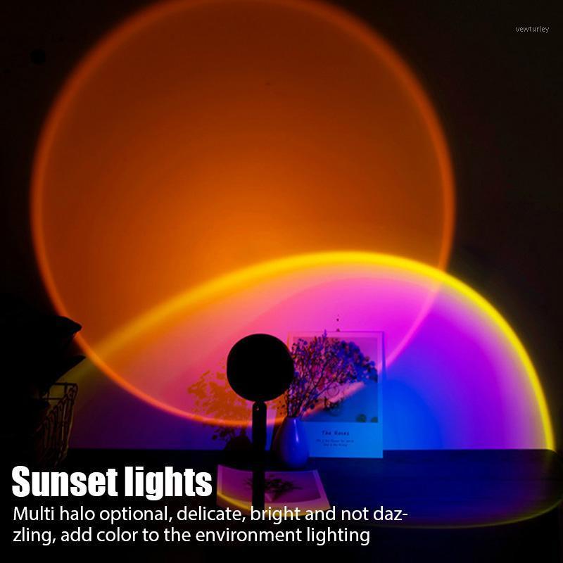 

Party Decoration USB Rainbow Sunset Red Projector Led Night Light Sun Projection Desk Lamp For Bedroom Bar Coffee Store Wall Lighting