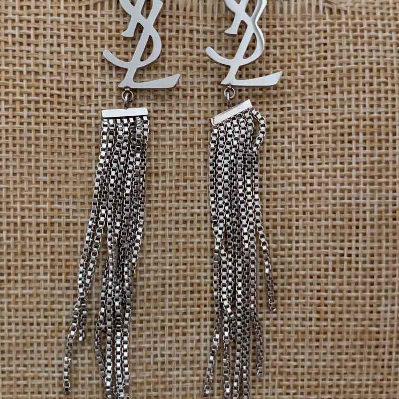 

Never Fading Classic Design Long Tassel Studs Gold Silver Rose Colors Stainless Steel Earrings Fashion Hip Hop Hoops Women Jewelry Wholesale, Golden;silver