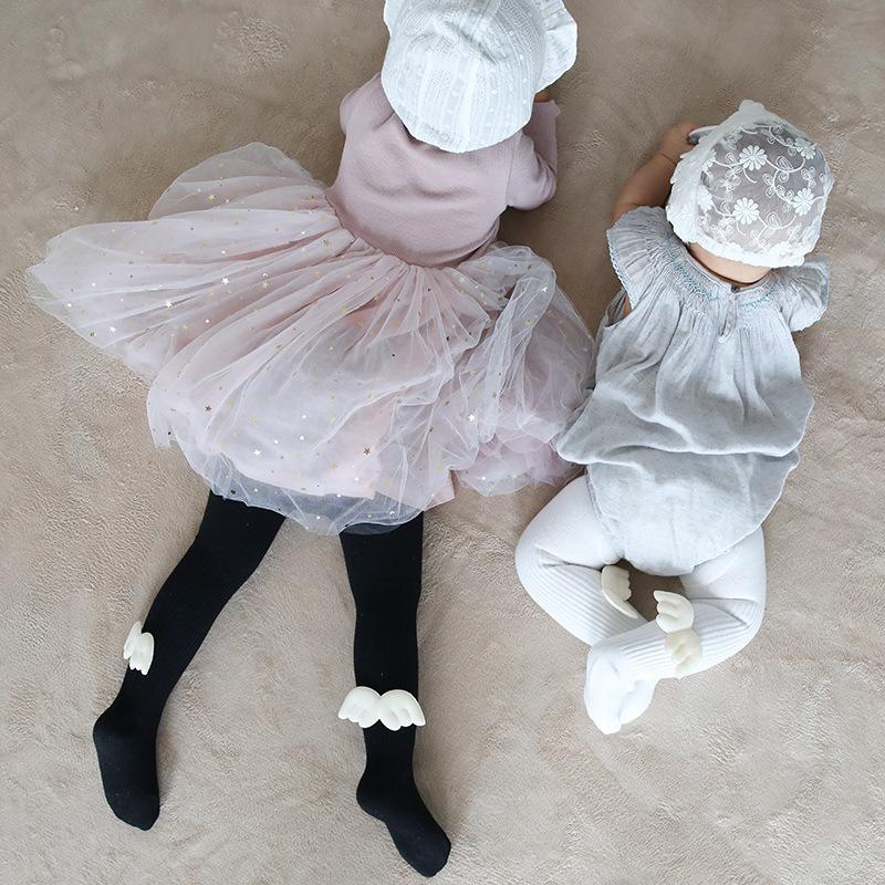 

Leggings & Tights 0-8Yrs Girl Baby Pantyhose Spring And Autumn Winter Angel Wing Cotton Tight Pants Knitted Collar, Blue