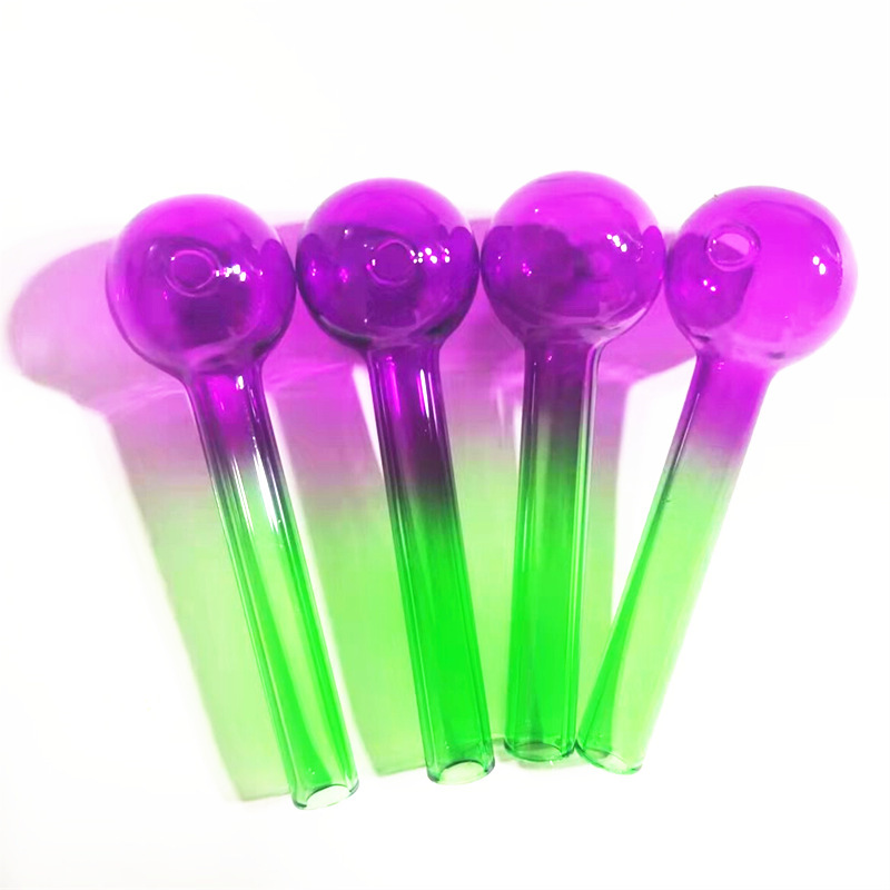 

Colorful Pyrex Glass Oil Burner Pipe Thick Glass Handle Smoking Pipes with Random Colored Balancer