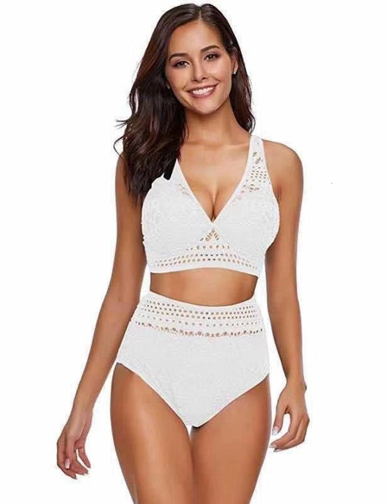 Swimsuit Sexy Bikini Split High Waisted Cut Out Lace triangl swimwear-image-692536075