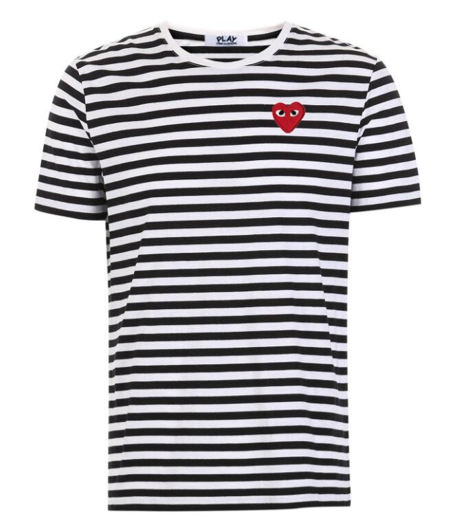 

CDG PLAY commes mens designer With Heart sport tee Shirts des garcons White Pablo stripe For Summer vetements, White;black