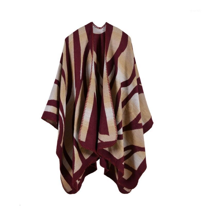 

Scarves Women Gradient Cloak Long Imitation Cashmere Cape Ethnic National Outside Warm Capes Ladies Wraps Shawl Poncho Gift To, Blue;gray