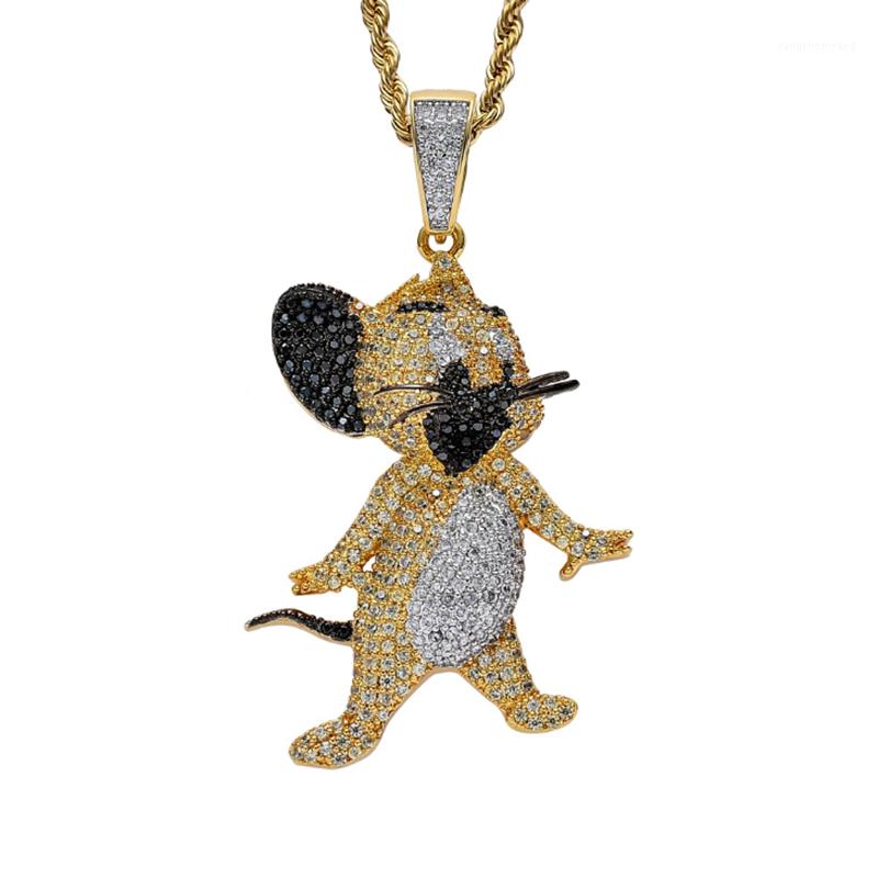 

Hip Hop Cubic Zircon Mouse Pendant Necklace High Quality Chain Luxury Jewelry Chains