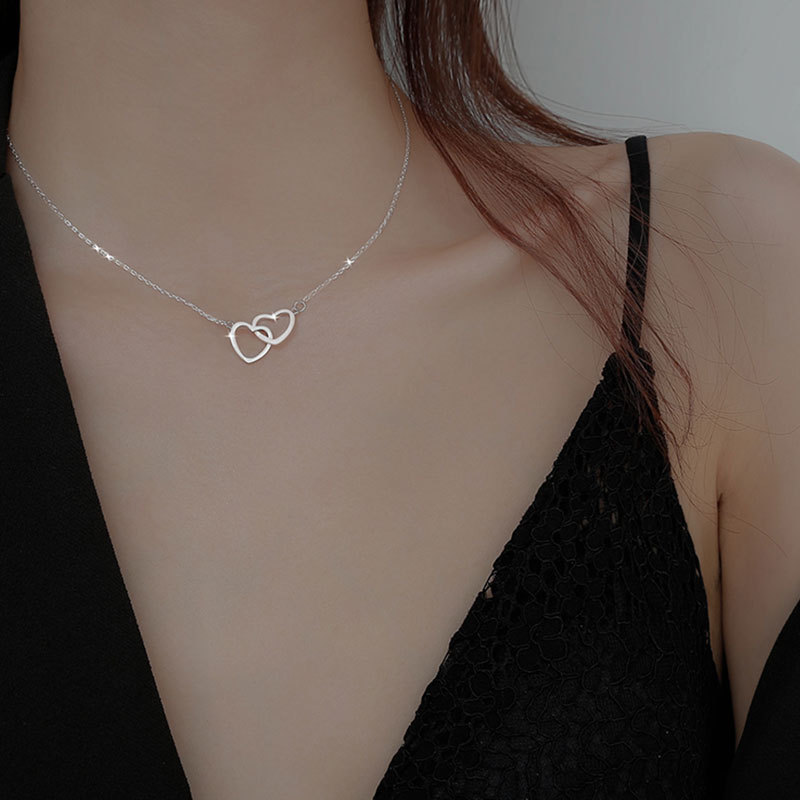 

2021 Mini Retro S925 Sterling Silver Heart Necklace clavicle chain women's simple temperament for girl gift
