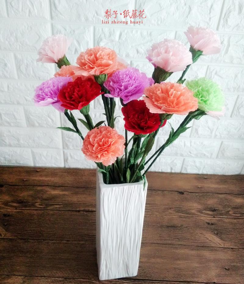

Furniture Accessories DIY Crepe Paper Flower 25 Carnation Crafts Materials Package Family Holiday Decoration Potted Gift