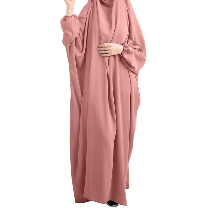 

Ethnic Clothing Eid Hooded Muslim Women Hijab Dress Prayer Garment Jilbab Abaya Long Khimar Full Cover Ramadan Gown Abayas Islamic Clothes N, Red