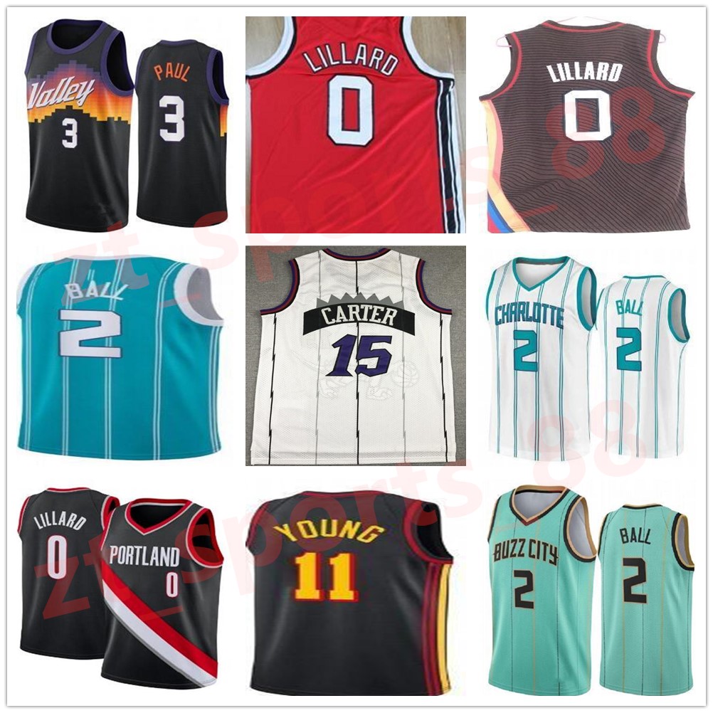 

2021 basketball chris Damian 3 paul 0 Trae Lillard Devin Vince 1 Booker 11 Young jersey 15 Carter LaMelo 2 Ball city, As shown in illustration