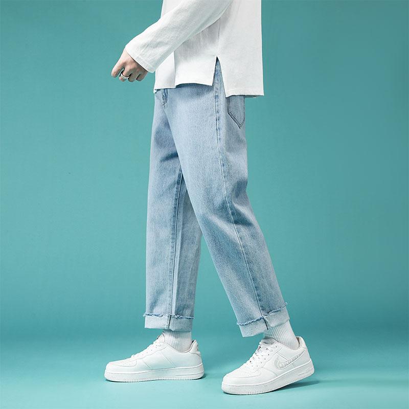 

Men's Jeans For Men Straight Baggy High Street Hip Hop Hole Ripped Spring Autumn Casual Denim Trousers, D703gray