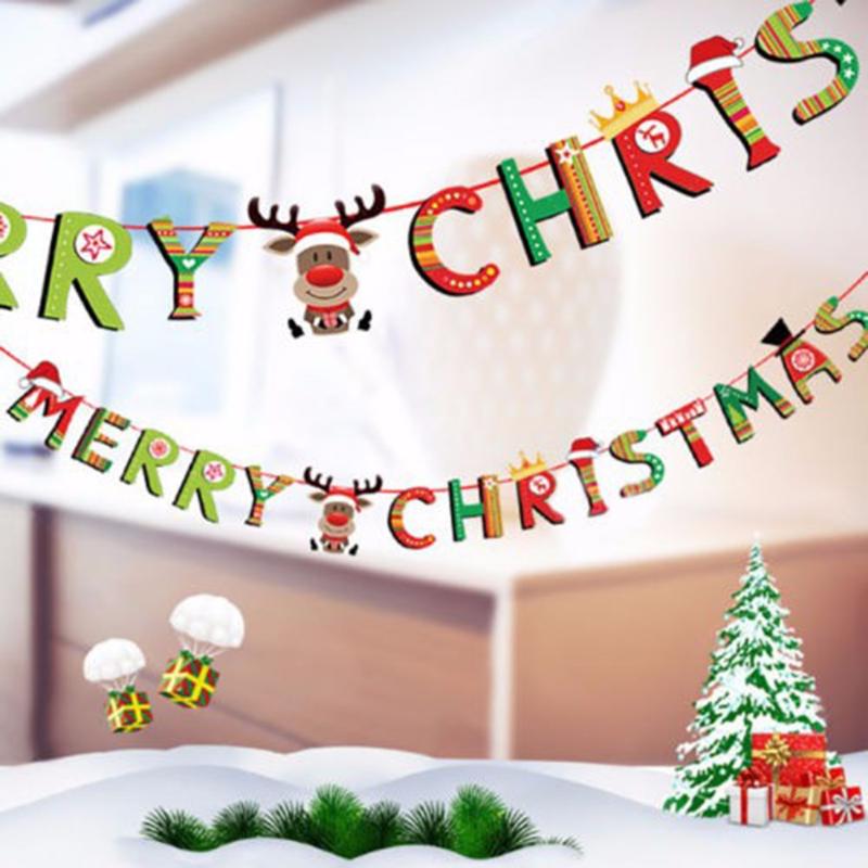 

Christmas Decorations Banner Garland Merry Decor For Home Ornaments Elk Sock Xmas Party Year 2022