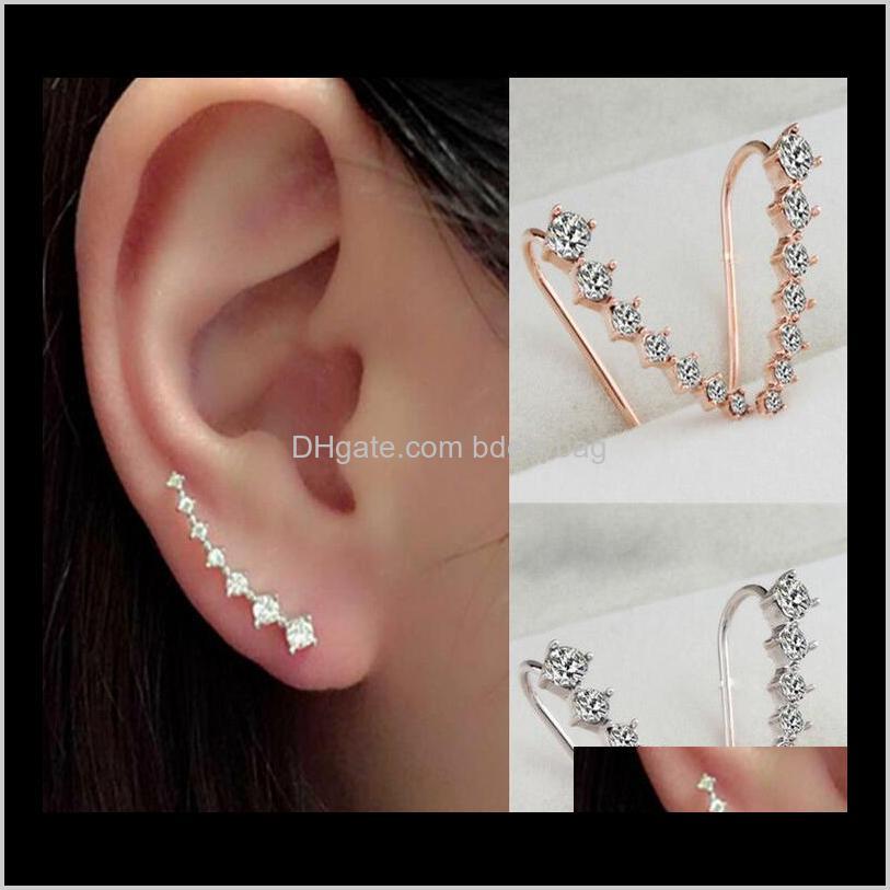 

Drop Delivery 2021 Cz Diamond Clip Cuff White Rose Gold Plated Dipper Hook Stud Earrings Jewelry For Women Earring Zl Hwv6S, Golden;silver