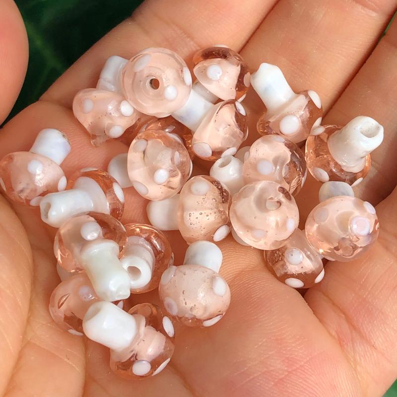 

Other 10x13mm 12x17mm Mushroom Pink Lampwork Glass Loose Beads For DIY Crafts Jewelry Making Findings Accessories Earring Wholesale