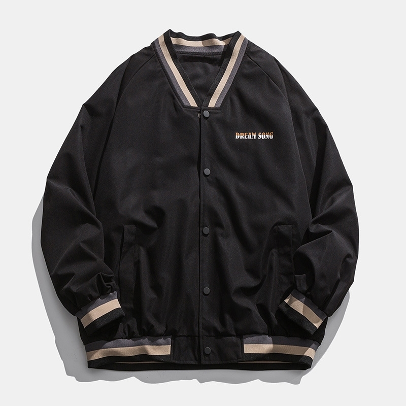 

Men's spring autumn 2021 casual jacket coat trend hsome single clothes middle-aged and young loose top men's fashion, Black