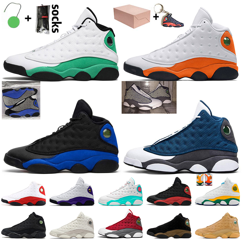 

With Box Jumpman 13 13s Basketball Shoes Retro Lucky Green Starfish Hyper Royal Red Flint Playground Court Purple Wheat Mens Trainers Womens Sneakers, A10 court purple 40-47