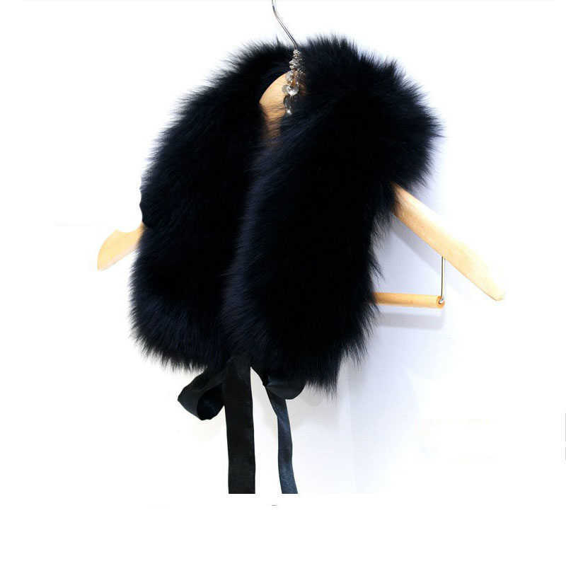 

Faux Fur Collar Women Winter Fashion Ladies Luxury Brand Fake Fox Fur Scarf Shawl Scarves and Stoles Female 52cm Black White H0923