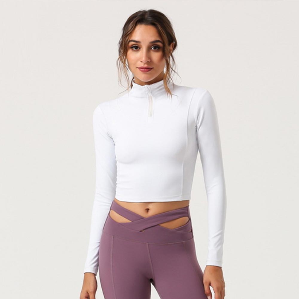 

2021 New double sided Solid Color sports long sleeved T shirt align running female yoga jacket casual fitness sportwear tops, Orange