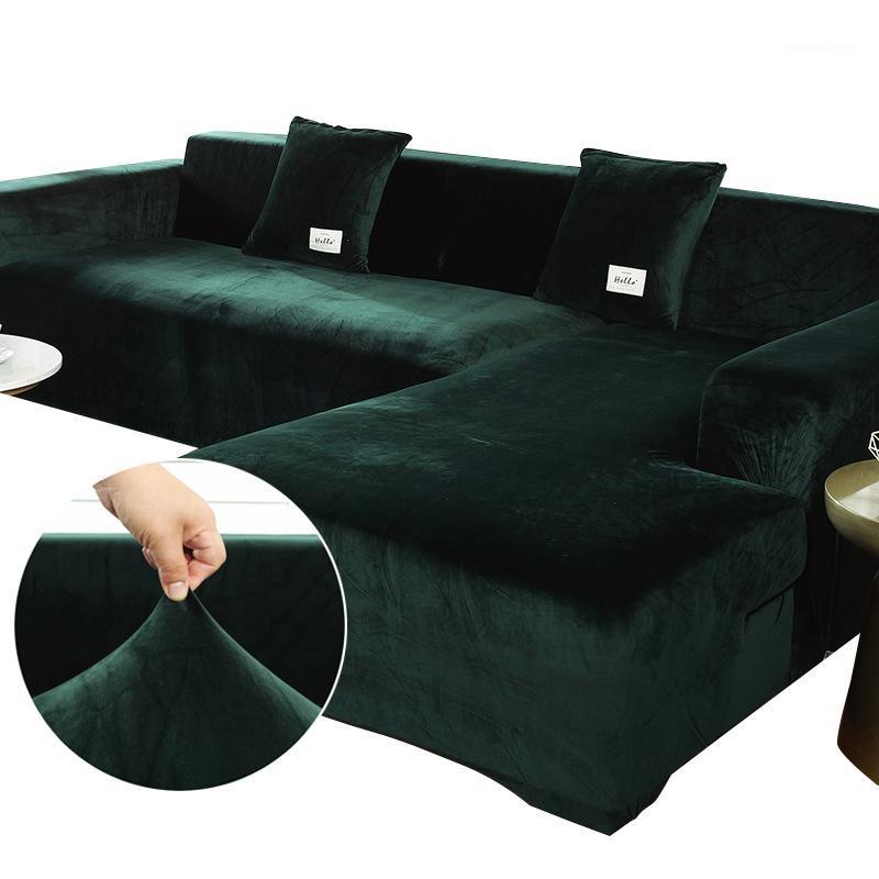 

Chair Covers 12 Colors Plush Sofa Cover Velvet Elastic Corner Sectional For Living Room L Shape Seat Furniture Couch Slipcovers