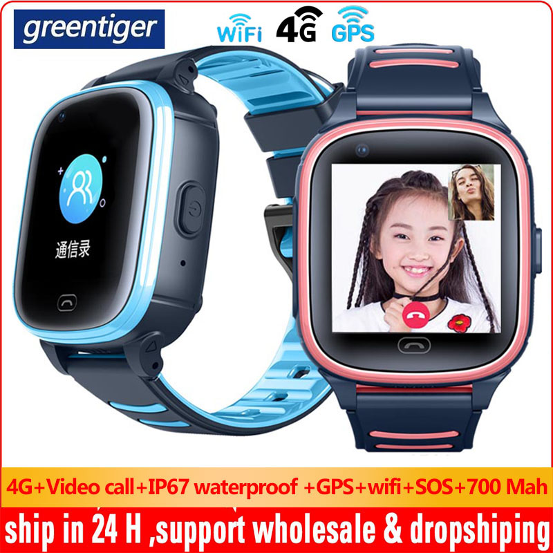 

Greentiger A80 4G Child Smart Watch GPS WiFi SOS video call IP67 waterproof Camera Kids Smartwatch Baby Safe Tracker VS A36E Y95g, Blue