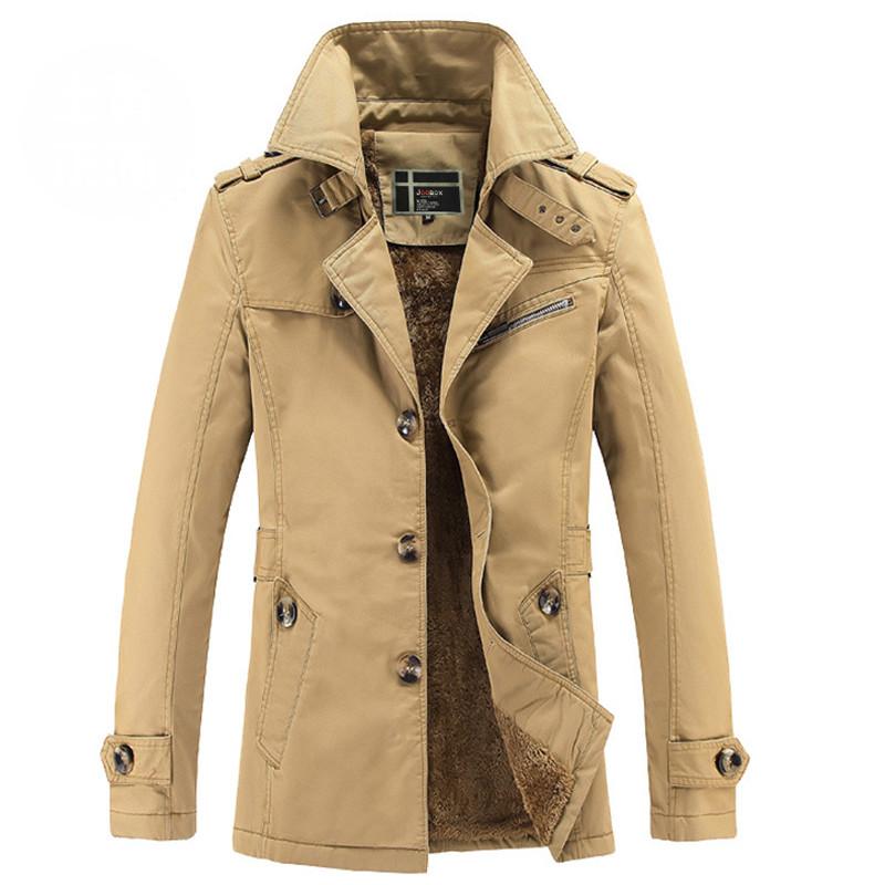 

Men's Trench Coats Man Casual Business Coat Fleece Lined Thick Warm Overcoat Jacket British Style Thermal Windbreaker Big Size 5XL, Tan;black