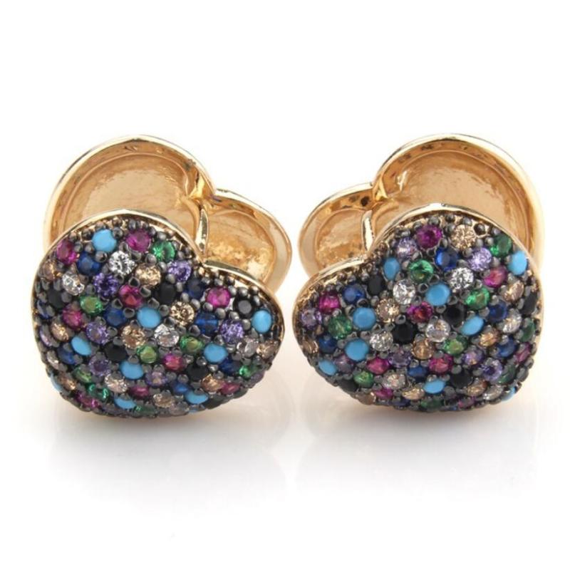 Luxury Heart Shape Earrings With Cubic Zirconia Multi Color Wedding Earring Moscia CZ For Women Jewelry 2Pairs/lot Hoop & Huggie-image-670900733