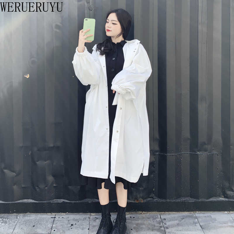 

WERUERUYU Autumn Winter Windbreaker Long Sleeve T Collar Singel-breasted Loose Over The Knee Long Coat 210608, Picture color short