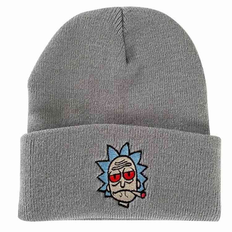 Bonnets Vente Pop Rick and Mortuy Automne Hiver Chapeau de chapeau de laine Tricoter Couvercle froide avec une cigarette