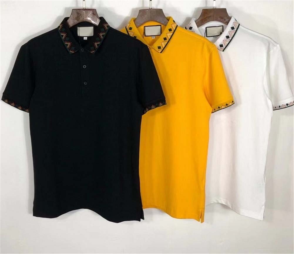 

21SS Polo shirt T-shirt mens bee embroidery printed letters short-sleeved classic business shirt skateboard casual T-shirt 100% cotton M-2XL, White;black