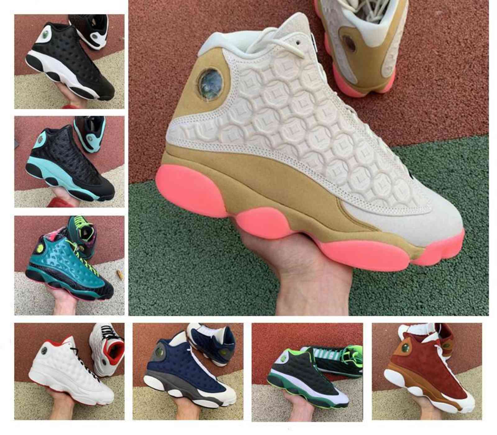 

Designer Jumpman 13 Basketball Shoes Island Green Clot Sepia Stone Sneakers 13s Playground Retroes Hyper Royal Trainers Flints Bred CNY, Beige