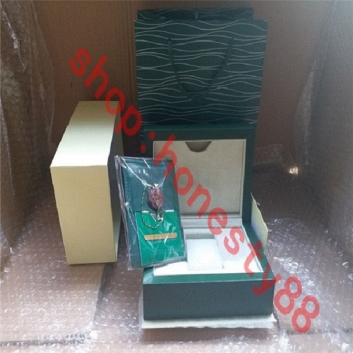 

Luxury designer Top Quality boxes Dark Green Watch Box Gift Woody Case For Rolex Watches Booklet Card Tags and Papers In English Swiss WatchesBoxes 00323
