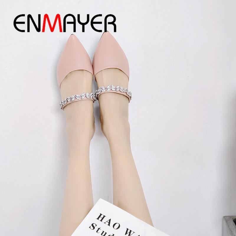 

Slippers ENMAYER 2021 Arrival Fashion Crystal PU Solid Shoes Women Summer Outside Size 34-43 LY2006, Black