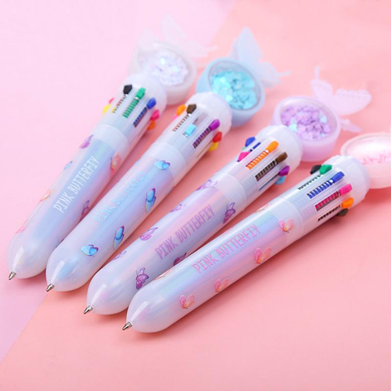 

Creative Cartoon Student 10 Color Ballpoint Pen Office Stationery Plastic Gift Ball School Supplies Wholesale Pens, Blue;orange