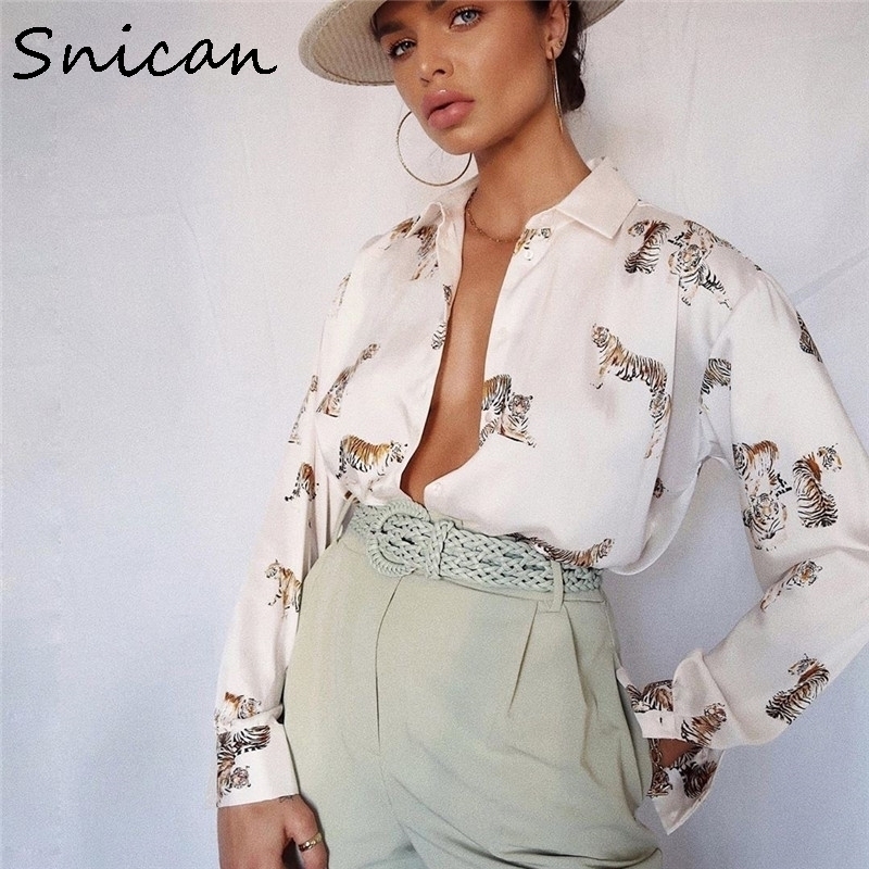 

tiger print elegant office ladies blouse female tops fashion autumn spring shirts za women chemise femme manche longue zora 210317, Brown